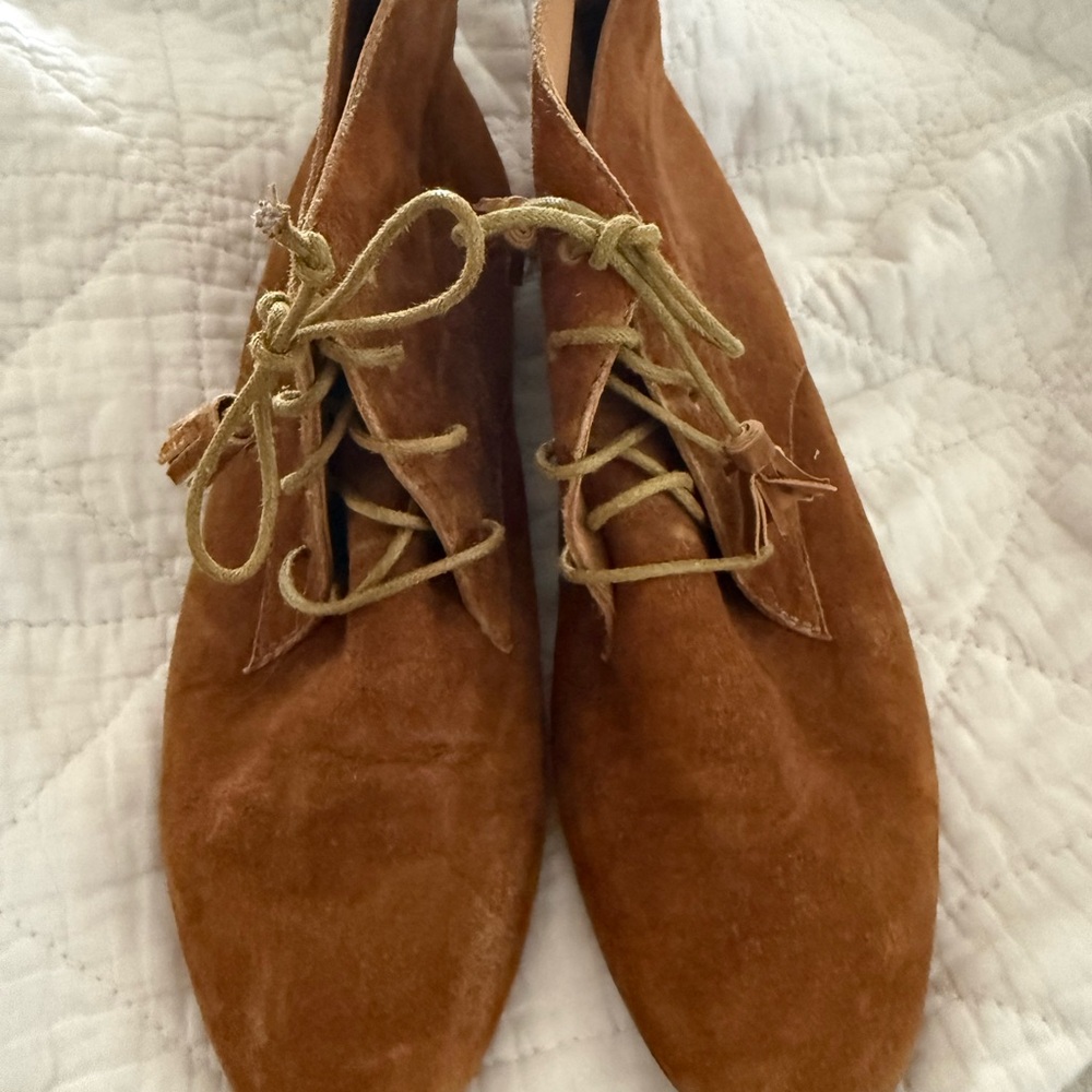 Ulla Johnson Suede Lace-Up Ankle Boots / booties in Chestnut Brown size 39/ 8